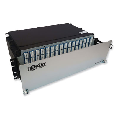 Tripp Lite 3U Preloaded Singlemode Fiber Cable Panel, (64) MTP/MPO (F) to (256) LC Duplex (M), 9.8 ft, YW, Ships in 7-10 Bus Days (N48S64M8L403)