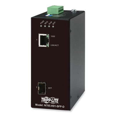 Tripp Lite Hardened Gigabit Fiber to Ethernet Media Converter with DC Power, Black, Ships in 7-10 Business Days (N785H01SFPD)