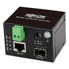 Tripp Lite Unmanaged Industrial Gigabit Fiber to Ethernet Media Converter, Black, Ships in 7-10 Business Days (N785I01SFPDU)
