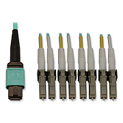 Tripp Lite OM3-Rated 12-Strand to LC Duplex Fiber Optic Cable, 9.8 ft, Aqua, Ships in 7-10 Business Days (N844X03M8LP)