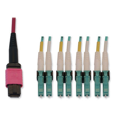 Tripp Lite OM4-Rated 12-Strand to LC Duplex Fiber Optic Cable, 9.8 ft, Magenta, Ships in 7-10 Business Days (N845X03M8LMG)