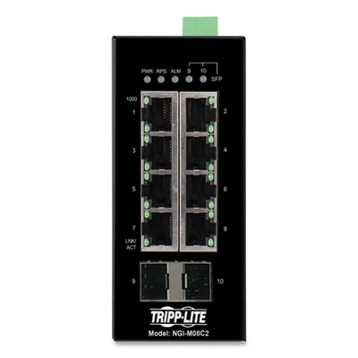 Tripp Lite 8-Port Managed Industrial Gigabit Ethernet Switch, TAA Compliant, Ships in 7-10 Business Days (NGIM08C2)