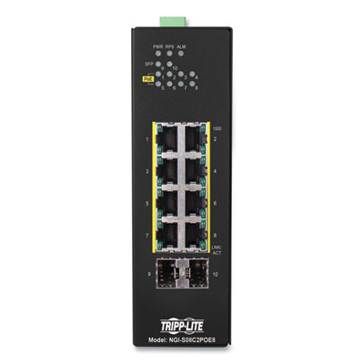 Tripp Lite 8-Port Lite Managed Industrial Gigabit Ethernet Switch, TAA Compliant, Ships in 7-10 Business Days (TRPNGIS08C2POE8)