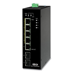 Tripp Lite 5-Port Unmanaged Industrial PoE+/SFP Gigabit Ethernet Switch, TAA Compliant, Ships in 7-10 Business Days (NGIU05C2POE4)