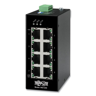 Tripp Lite 8-Port Unmanaged Industrial Gigabit Ethernet Switch, TAA Compliant, Ships in 7-10 Business Days (NGIU08)