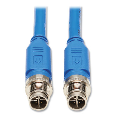 Tripp Lite Shielded M12 X-Code CAT6a Ethernet Cable, 3.3 ft, Blue, Ships in 7-10 Business Days (NM126A101MBL)