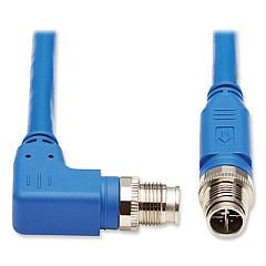 Tripp Lite Shielded M12 X-Code CAT6a Right-Angle Ethernet Cable, 32.8 ft, Blue, Ships in 7-10 Business Days (NM126A310MBL)