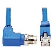 Tripp Lite Shielded M12 X-Code to RJ45 CAT6a Right-Angle Ethernet Cable, 16.4 ft, Blue, Ships in 7-10 Business Days (NM126A405MBL)