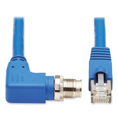 Tripp Lite Shielded M12 X-Code to RJ45 CAT6a Right-Angle Ethernet Cable, 32.8 ft, Blue, Ships in 7-10 Business Days (NM126A410MBL)
