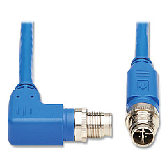 Tripp Lite M12 X-Code CAT6 Right-Angle Ethernet Cable, 9.8 ft, Blue, Ships in 7-10 Business Days (NM1260303MBL)