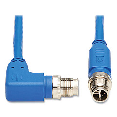Tripp Lite M12 X-Code CAT6 Right-Angle Ethernet Cable, 16.4 ft, Blue, Ships in 7-10 Business Days (NM1260305MBL)