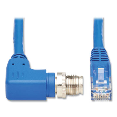 Tripp Lite M12 X-Code to RJ45 CAT6 Right-Angle Ethernet Cable, 9.8 ft, Blue, Ships in 7-10 Business Days (NM1260403MBL)