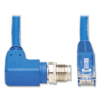 Tripp Lite M12 X-Code to RJ45 CAT6 Right-Angle Ethernet Cable, 16.4 ft, Blue, Ships in 7-10 Business Days (NM1260405MBL)