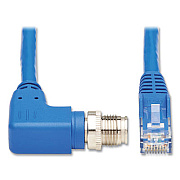 Tripp Lite M12 X-Code to RJ45 CAT6 Right-Angle Ethernet Cable, 32.8 ft, Blue, Ships in 7-10 Business Days (NM1260410MBL)