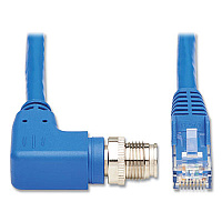 Tripp Lite M12 X-Code to RJ45 CAT6 Right-Angle Ethernet Cable, 32.8 ft, Blue, Ships in 7-10 Business Days (NM1260410MBL)