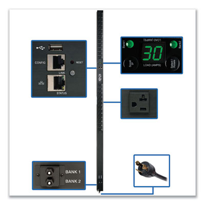 Tripp Lite 24-Outlet 2.9kW Single-Phase Monitored PDU with LX Platform Interface, 10 ft Cord, Black, Ships in 7-10 Business Days (PDUMNV30LX)