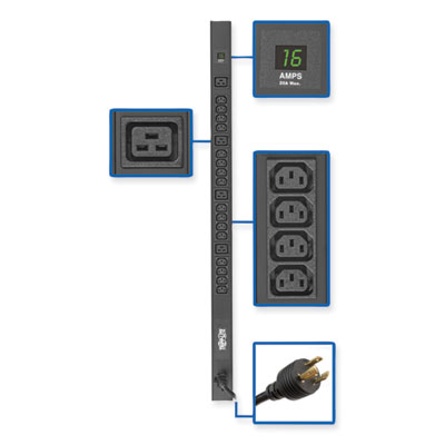 Tripp Lite 20-Outlet 3.7kW 208-230V Single-Phase Local Metered PDU, 10 ft Cord, Black, Ships in 7-10 Business Days (TRPPDUMV20HV36)
