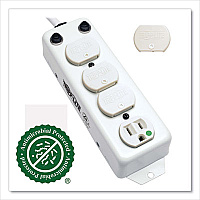 Tripp Lite 4-Outlet 1,800W Medical-Grade Power Strip w/ Right-Angle Cord, Patient-Care Vicinity, 15ft Cord, WH, Ships in 7-10 Bus Days (PS415HGOEMRA)