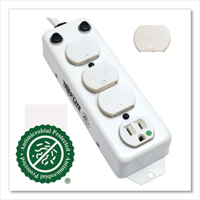 Tripp Lite 4-Outlet 1,800W Medical-Grade Power Strip w/ Right-Angle Cord, Patient-Care Vicinity, 15ft Cord, WH, Ships in 7-10 Bus Days (PS415HGOEMRA)
