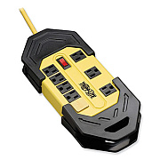 Tripp Lite Eight-Outlet 1,800W Safety Power Strip, 25 ft Cord, Black/Yellow, Ships in 7-10 Business Days (TLM825GF)