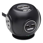 Tripp Lite Three-Outlet Spherical Surge Protector, 3 AC Outlets, 6 ft Cord, 540 J, Black, Ships in 7-10 Business Days (TLP36USB)