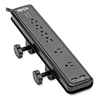 Tripp Lite Safe-IT Six-Outlet Surge Protector, 6 AC Outlets, 8 ft Cord, 2,100 J, Black, Ships in 7-10 Business Days (TLP608DMUAM)