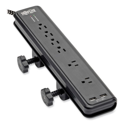 Tripp Lite Safe-IT Six-Outlet Surge Protector, 6 AC Outlets, 8 ft Cord, 2,100 J, Black, Ships in 7-10 Business Days (TLP608DMUAM)