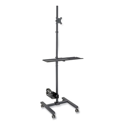 Tripp Lite Mobile Workstation with Monitor Mount, 25.7" x 21" x 17" to 32", Black, Ships in 7-10 Business Days (DMCS1732S)