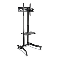 Tripp Lite Rolling TV/Monitor Cart for TVs and Monitors, Metal, 88 lb Capacity, 27.6 x 27.6 x 67.5, Black, Ships in 7-10 Business Days (DMCS3770L)