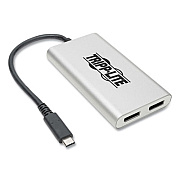 Tripp Lite Thunderbolt 3 USB-C to Dual DisplayPort Adapter, 4.7", Silver, Ships in 7-10 Business Days (TRPMTB3002DP)