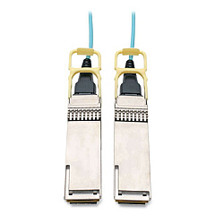 Tripp Lite QSFP28 to QSFP28 Active Fiber Optic Cable, 16.4 ft, Aqua, Ships in 7-10 Business Days (TRPN28H05MAQ)