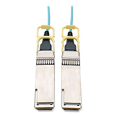Tripp Lite QSFP28 to QSFP28 Active Fiber Optic Cable, 32.8 ft, Aqua, Ships in 7-10 Business Days (N28H10MAQ)