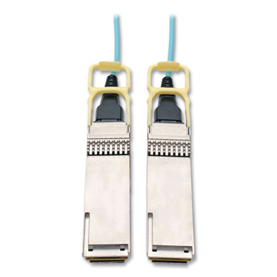 Tripp Lite QSFP28 to QSFP28 Active Fiber Optic Cable, 49.2 ft, Aqua, Ships in 7-10 Business Days (N28H15MAQ)