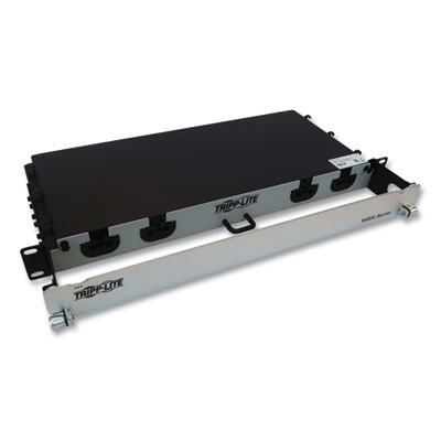 Tripp Lite 1U Preloaded Multimode Fiber Cable Panel, MTP/MPO (F) to (4) LC Duplex (M), 32.8 ft, Aqua, Ships in 7-10 Business Days (N48M4M8L410)