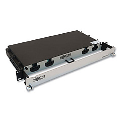Tripp Lite 1U Preloaded Multimode Fiber Cable Panel, LC Duplex (Male) to LC Duplex (Male), 32.8 ft, Aqua, Ships in 7-10 Business Days (N48M8L2L10)