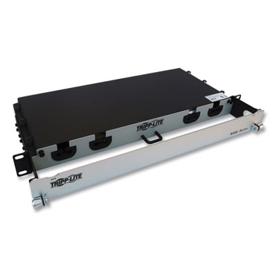 Tripp Lite 1U Preloaded Singlemode Fiber Cable Panel, MTP/MPO (F) to (4) LC Duplex (M), 32.8 ft, Yellow, Ships in 7-10 Business Days (N48S4M8L410)