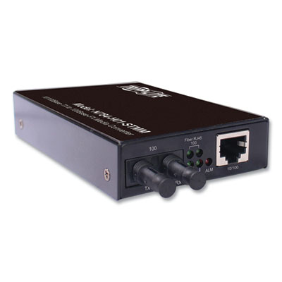 Tripp Lite RJ45 to ST Hardened Copper to Fiber Media Converter, Black, Ships in 7-10 Business Days (N784H01STMM)