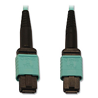 Tripp Lite OM3-Rated Fiber Optic Cable, 12-Strand MTP/MPO (F) to 12-Strand MTP/MPO (F), 9.8 ft, Aqua, Ships in 7-10 Business Days (N844B03M12P)