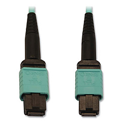 Tripp Lite OM3-Rated Fiber Optic Cable, 12-Strand MTP/MPO (F) to 12-Strand MTP/MPO (F), 9.8 ft, Aqua, Ships in 7-10 Business Days (N844B03M12P)