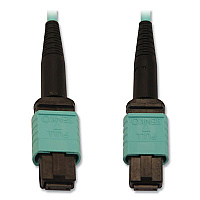 Tripp Lite OM3-Rated Fiber Optic Cable, 12-Strand MTP/MPO (F) to 12-Strand MTP/MPO (F), 16.4 ft, Aqua, Ships in 7-10 Business Days (N844B05M12P)