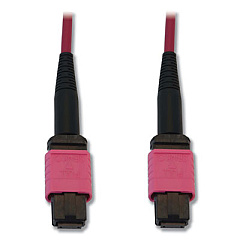 Tripp Lite OM4-Rated 12-Strand Fiber Optic Cable, 65.6 ft, Magenta, Ships in 7-10 Business Days (N845B20M12MG)