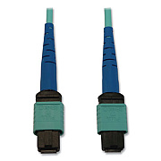 Tripp Lite OM3-Rated Fiber Optic Cable, 24-Strand MTP/MPO (F) to 24-Strand MTP/MPO (F), 82 ft, Aqua, Ships in 7-10 Business Days (TRPN846B25M24P)