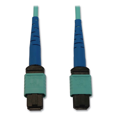 Tripp Lite OM3-Rated Fiber Optic Cable, 24-Strand MTP/MPO (F) to 24-Strand MTP/MPO (F), 82 ft, Aqua, Ships in 7-10 Business Days (TRPN846B25M24P)