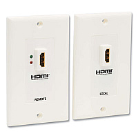 Tripp Lite HDMI Over Dual CAT5/CAT6 Extender Wall Plate Kit w/Transmitter and Receiver, Range Up to 150 ft, WH, Ships in 7-10 Bus Days (TRPP167000)