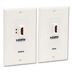 Tripp Lite HDMI Over Dual CAT5/CAT6 Extender Wall Plate Kit w/Transmitter and Receiver, Range Up to 150 ft, WH, Ships in 7-10 Bus Days (TRPP167000)