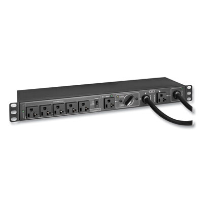 Tripp Lite Six-Outlet 100-125V 16A Single-Phase Hot-Swap PDU with Manual Bypass, 10 ft Cord, Black, Ships in 7-10 Business Days (PDUB201U)