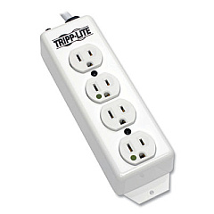 Tripp Lite Four-Outlet 1,800W Medical-Grade Power Strip, 15 ft Cord, White, Ships in 7-10 Business Days (PS415HG)