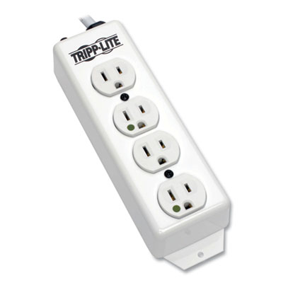 Tripp Lite Four-Outlet 1,800W Medical-Grade Power Strip, 15 ft Cord, White, Ships in 7-10 Business Days (PS415HG)