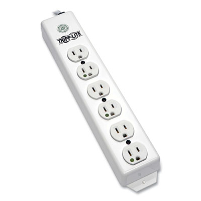 Tripp Lite Six-Outlet 1,800W Medical-Grade Power Strip, 1.5 ft Cord, White, Ships in 7-10 Business Days (PS602HG)