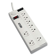 Tripp Lite 8-Outlet Surge Protector w/DSL/Phone Line/Modem Surge Protection,8AC Outlets,6ft Cord,3,150J,Cool Gray,Ships in 7-10 Bus Days (TLP806TELTAA)